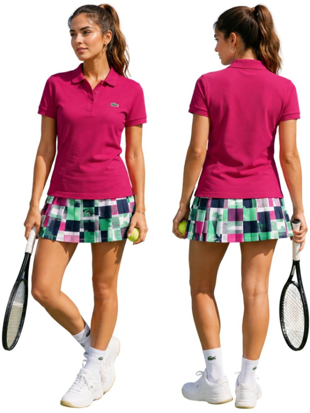 Lacoste Classic Fit Short Sleeve Polo Shirt Womens 40 Medium Fuchsia Pink Preppy